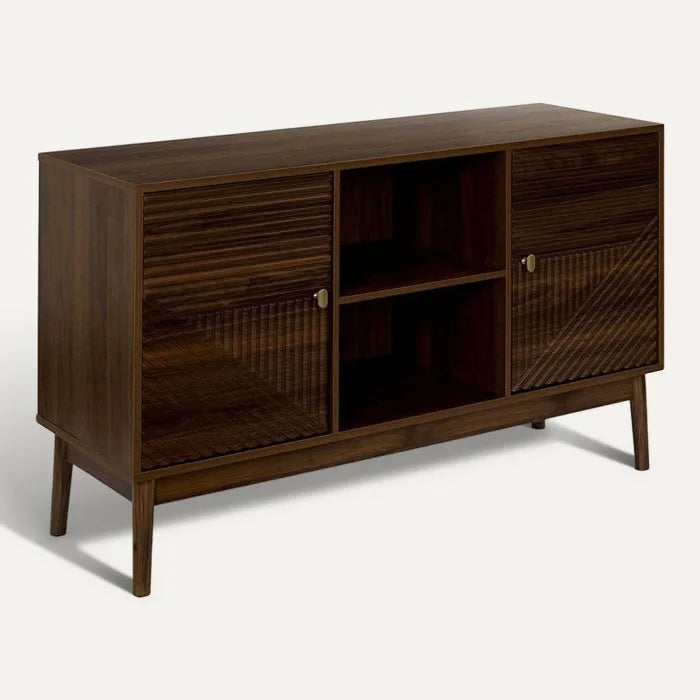 **Houten Dressoir met Geperforeerde Deuren en Retro Design**